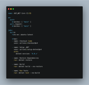 github actions asp.net core